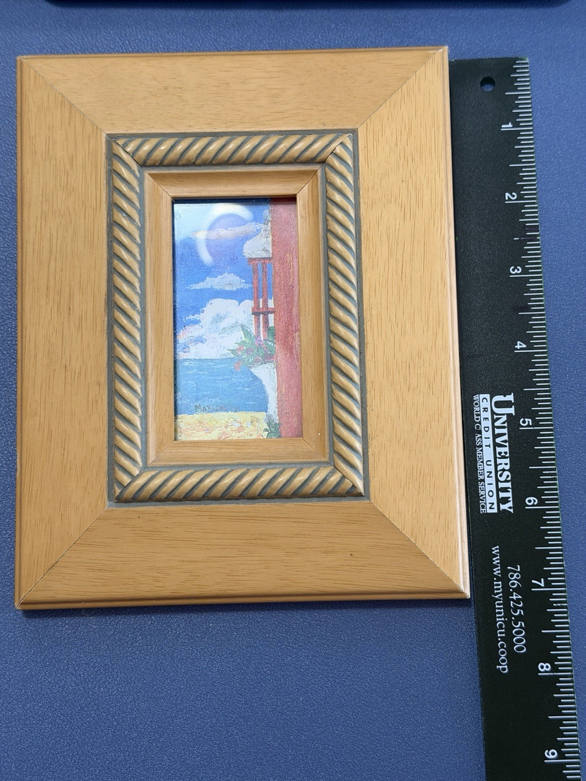 Vintage Signed Miniature Seascape Painting Framed Coastal Wall Art Mediterranean