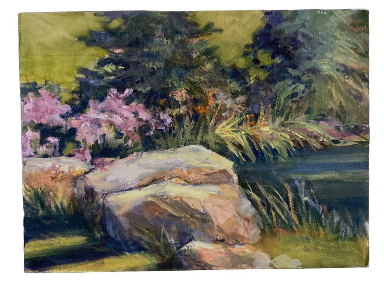Vintage Idaho Gina Phillips Oil Original Painting Textured Landscape Wildflowers