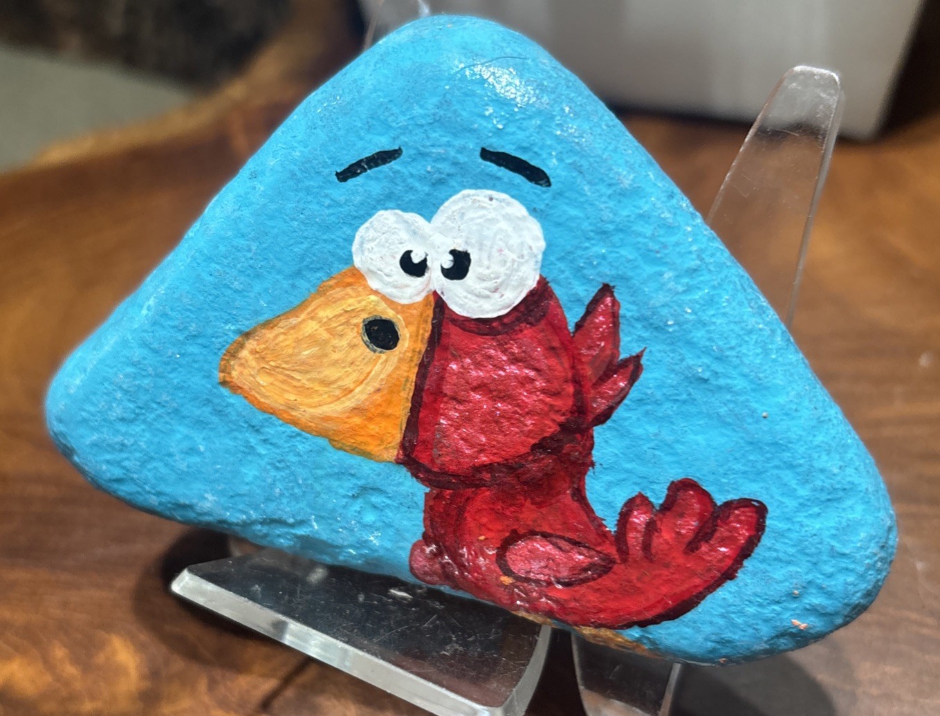 “Wild Red Bird!” Hand Painted Rock Collectible Art Garden Decor Gift