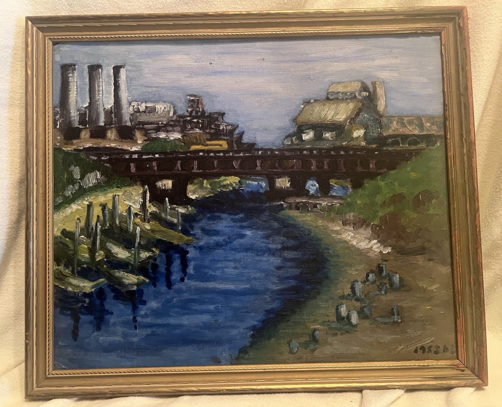Vintage 1951 Impressionist Original Painting Tokyo Japan