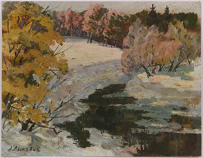 Anatoli Vaskevich (1936-2025) «Winter Motive», Oil Painting, 1960s (1)
