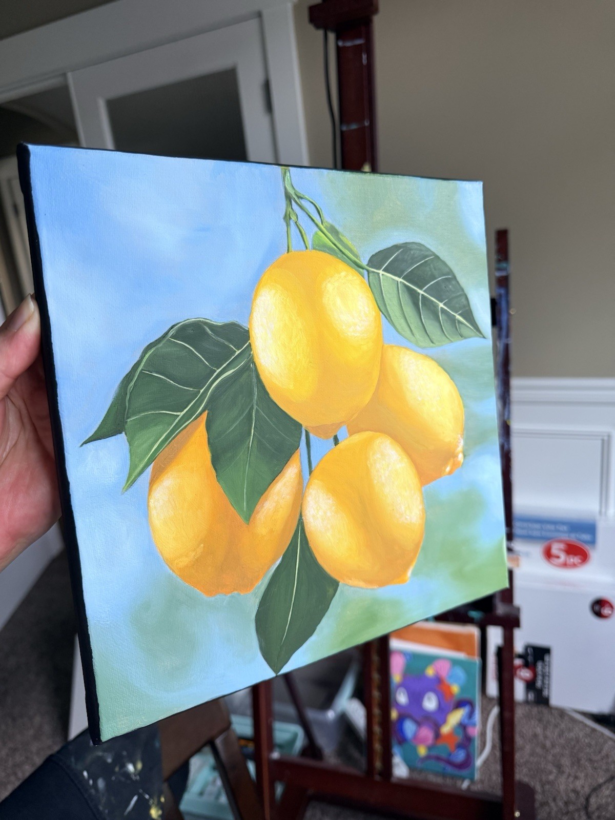 Original 10×10 Oil Painting, Hand Painted, Realism, Nature, Lemon “Lemons”