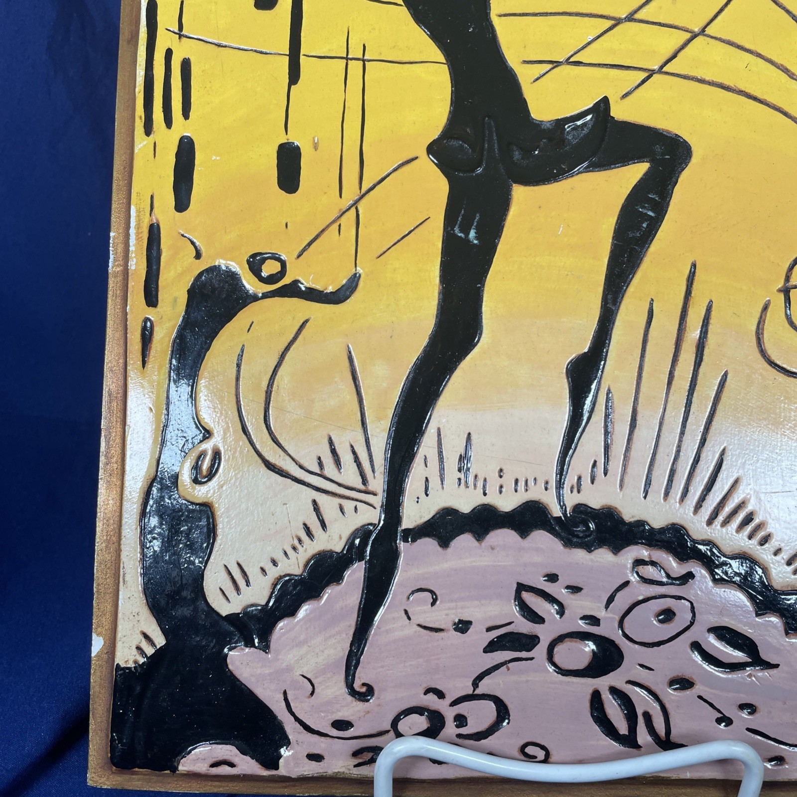 VINTAGE ART DECO PAINTED Ceramic DANCING Piper SILHOUETTE 14”X9″ With Hanger