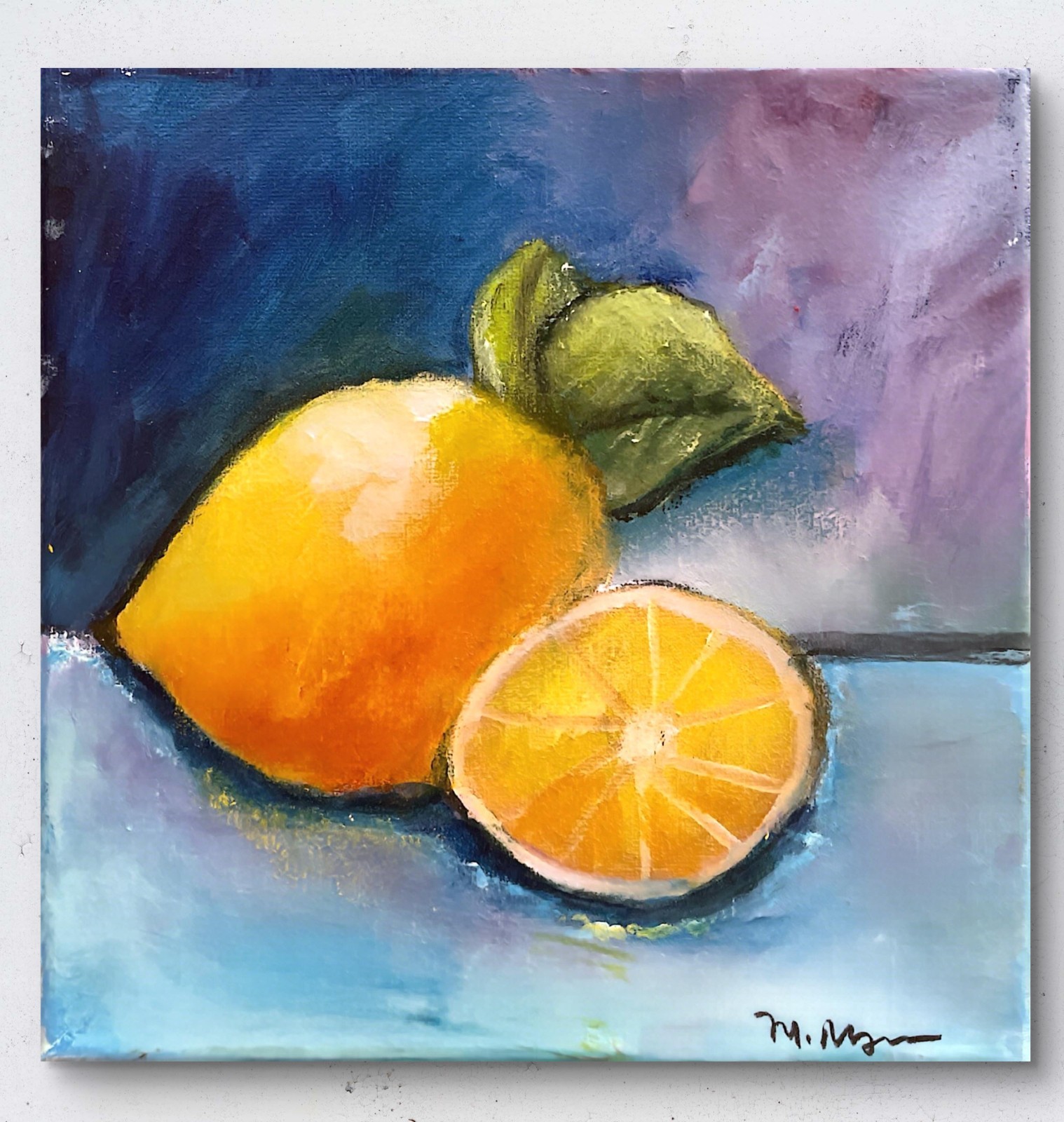 Mary Myers Original Lemon Painting Still Life 8×8