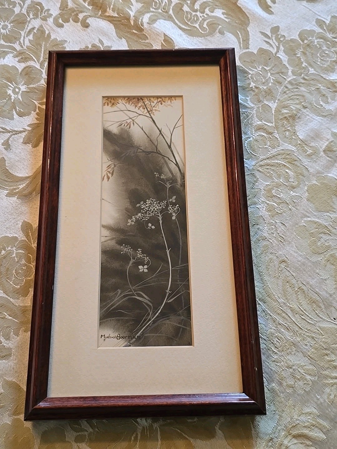 Michiko Boorman Signed Original Floral Watercolor Framed – Wild Hydrangea