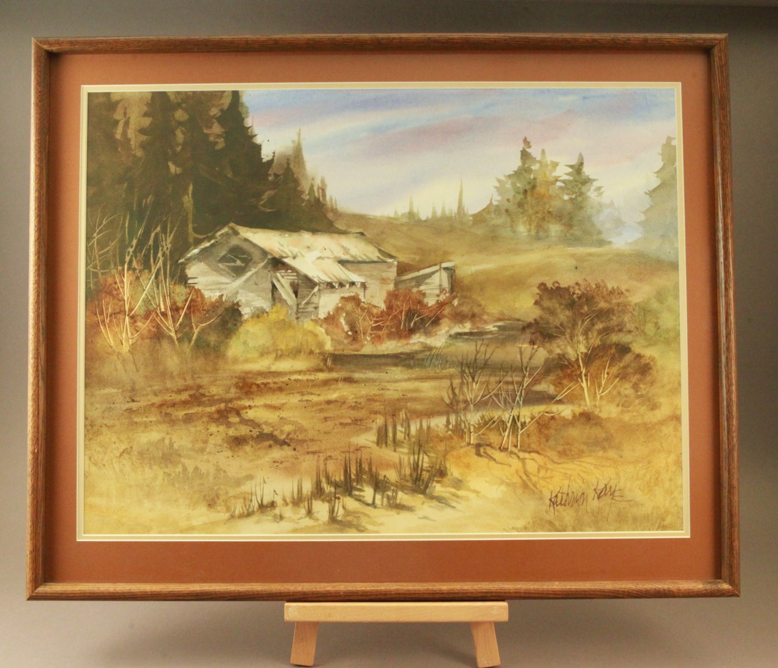 Kathryn Kaye NW Artist, Large Original Watercolor, «Time Past». 32″ X 26″ Frame