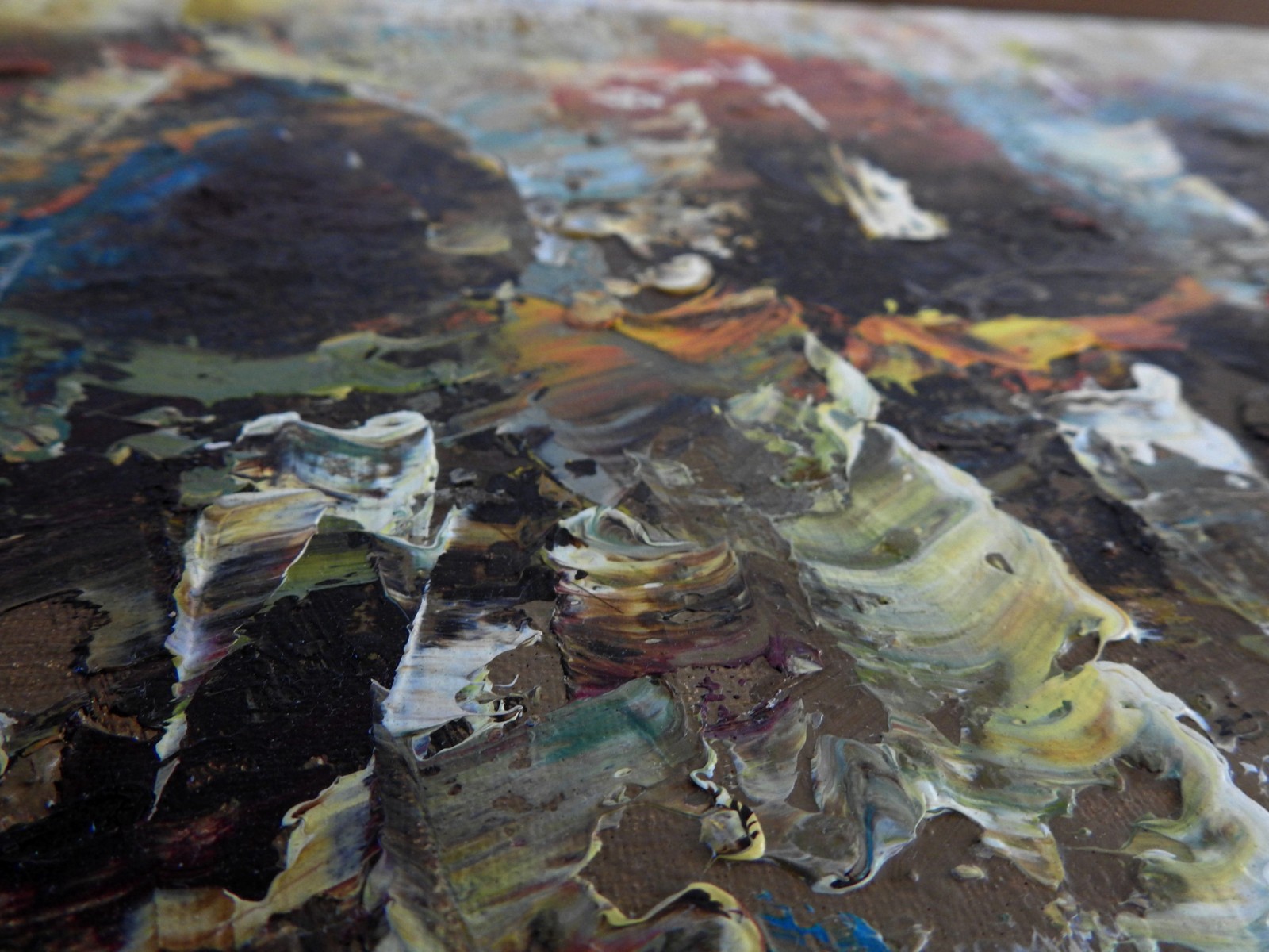 Vintage Mid Century Modern Abstract Painting Palette Knife Oil Horse Racers Sign