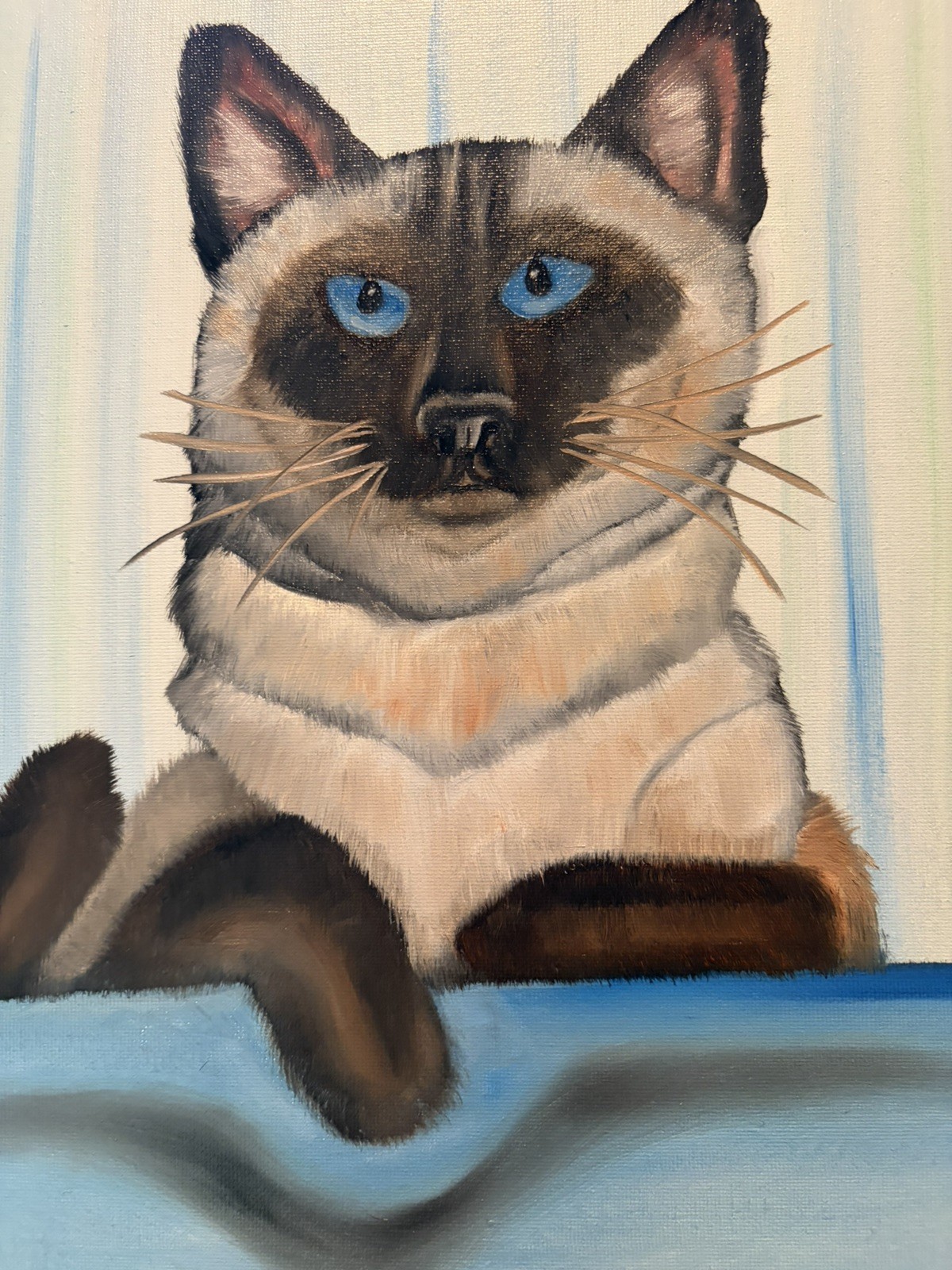 Original oil painting 11 x 14 inch Siamese cat signed canvas
