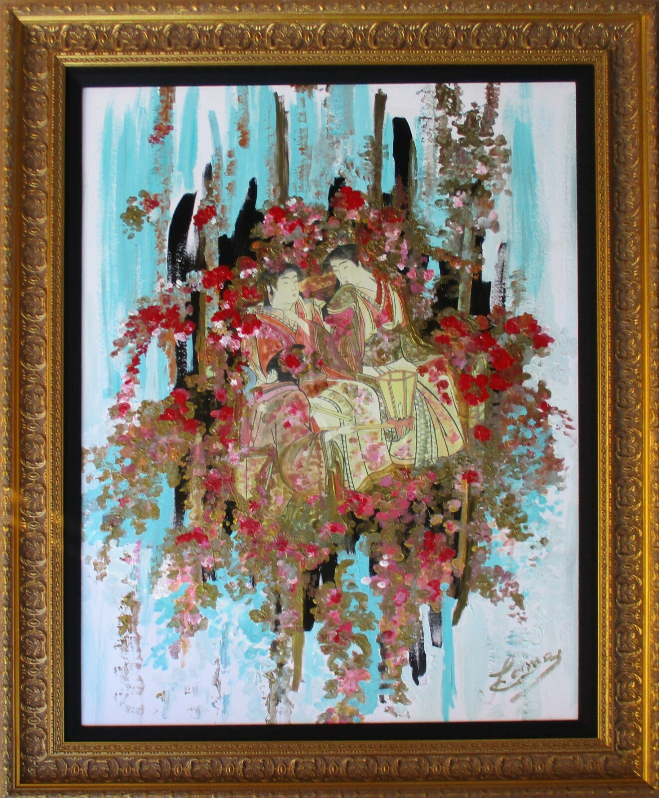 Florence Comas, “Poussiere de Lune” (Moon Dust)- Signed Oil & Collage on Canvas