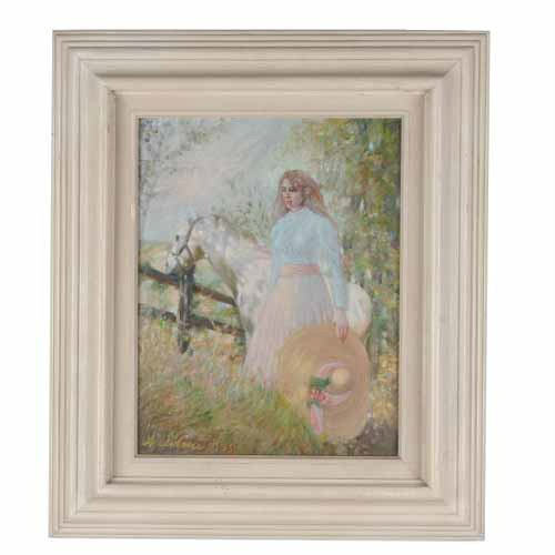 «Before the Ride» By Anthony Sidoni 1995 Signed Oil on Canvas 20 1/2″x17 1/2″