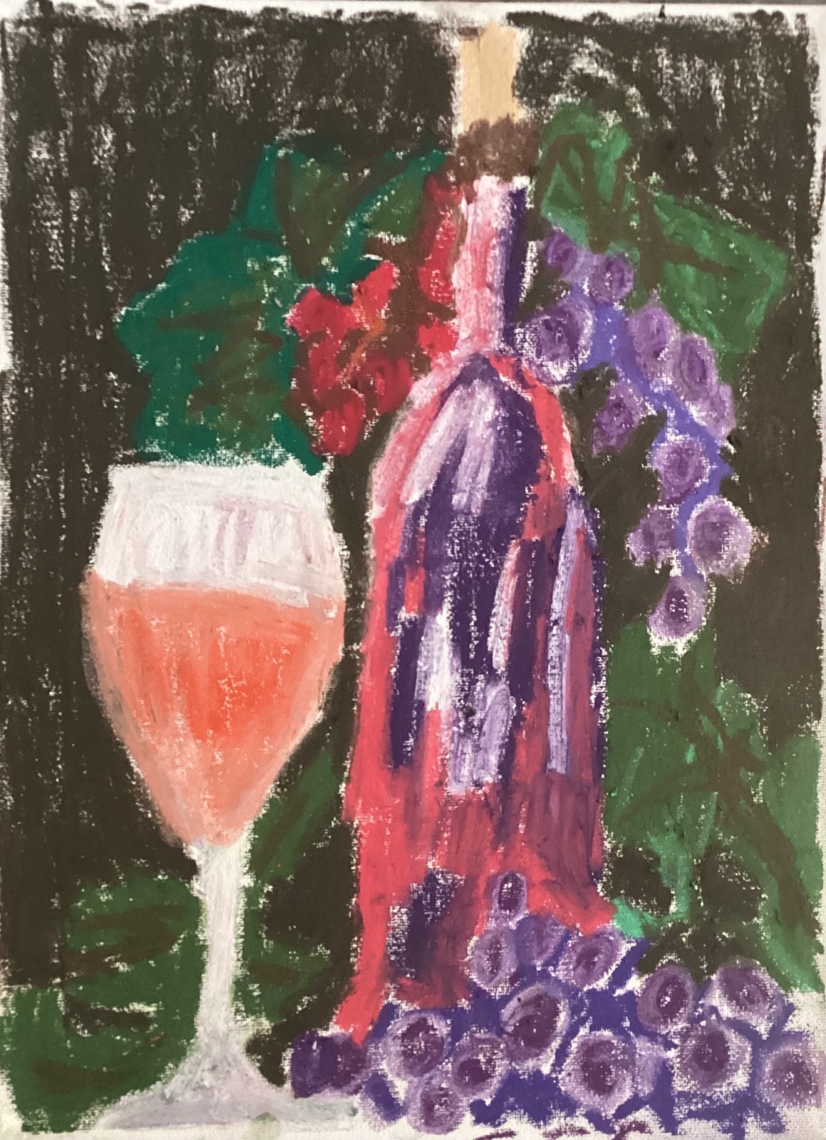 Moody Still Life Wine Bright Food Pop Art Original 11 by 14 Canvas