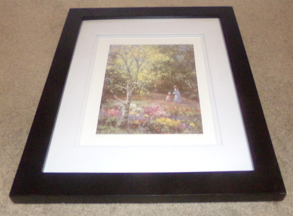 Hyun Bo Yoo «Mother & Child in Flower Garden» Framed Print Limited Ed. Signed