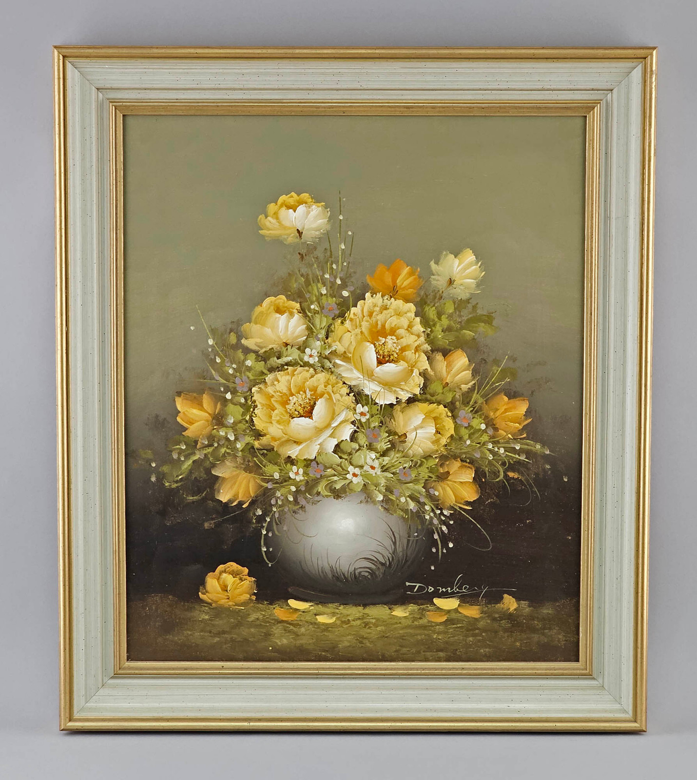 Domberg Öl Gemälde Signiert Stillleben Wildrosen 63,5 x 74,5 cm Gerahmt Original