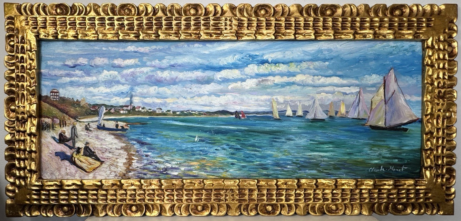 Claude Monet (Handmade) Oil On Canvas Signed & Stamped Framed Painting, Vtg Art