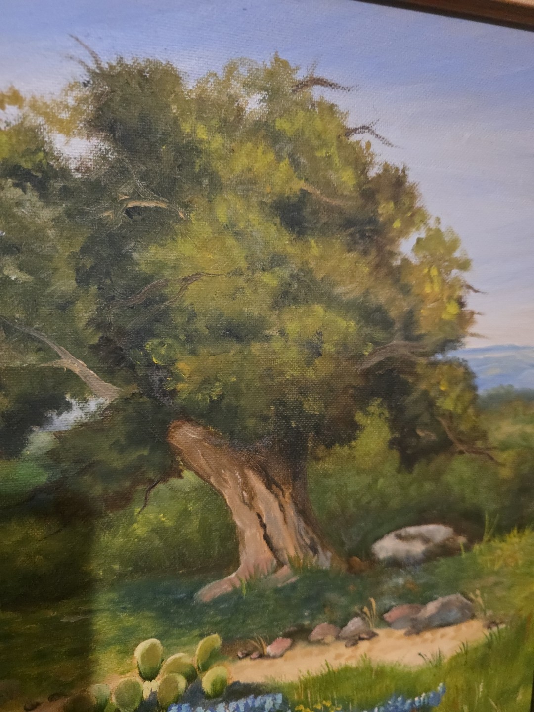 Texas Bluebonnet Hill Country Scape, D. Vornsand ’89 Oil Painting Weimar TX