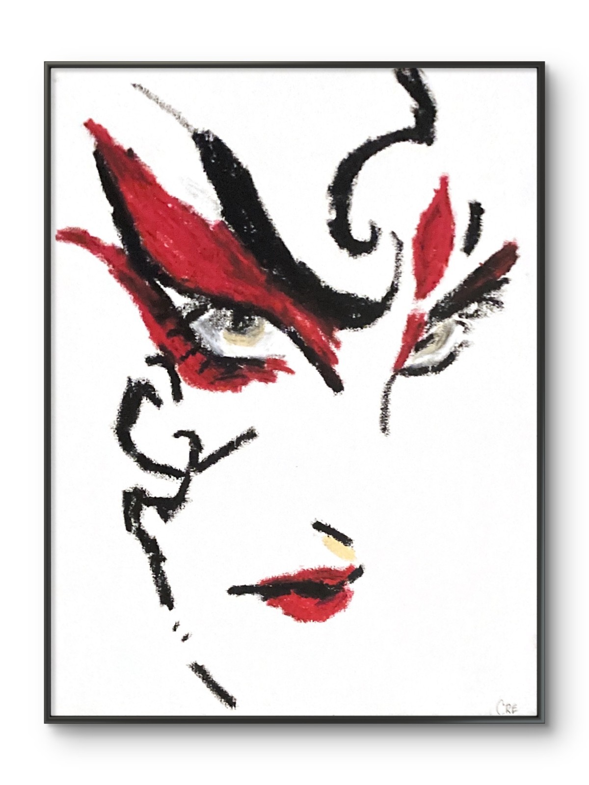 Contemporary Abstract Women Red Asian Bold Original Wall Art 11 by 14 Canvas