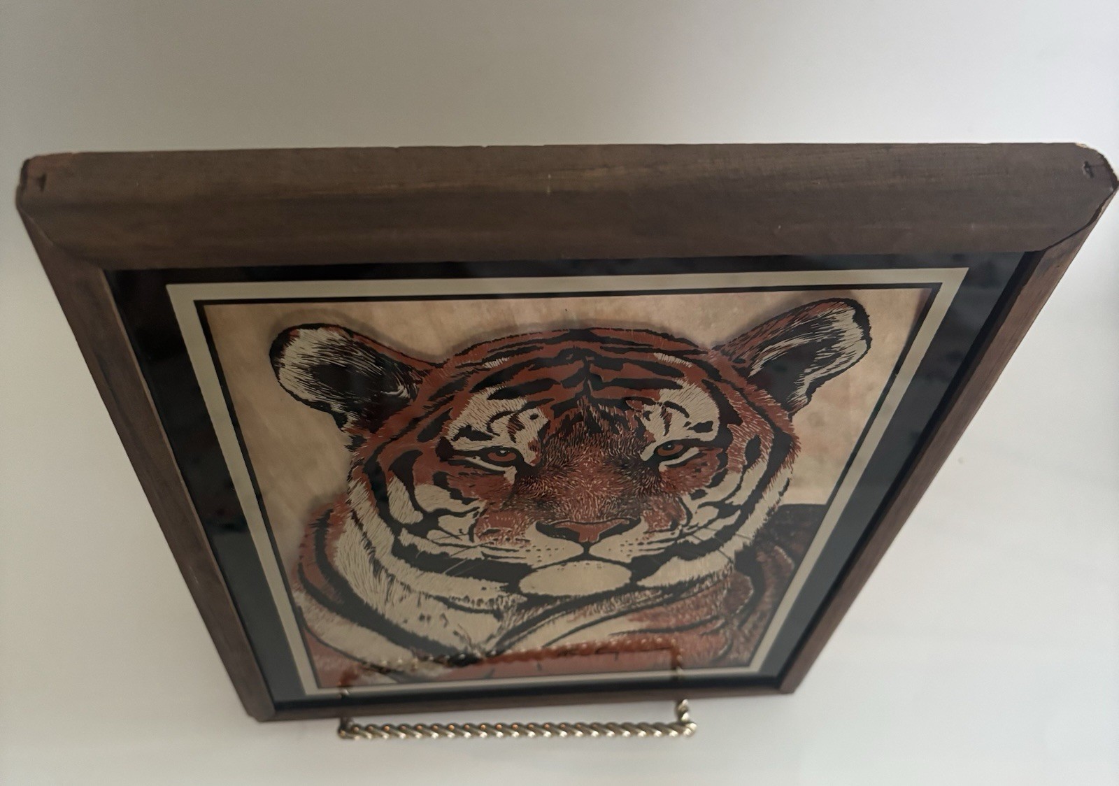 Rare 2 Framed Reverse On Glass Tiger& Lion Lulu’s Inc Vintage 77 Wall Art Retro