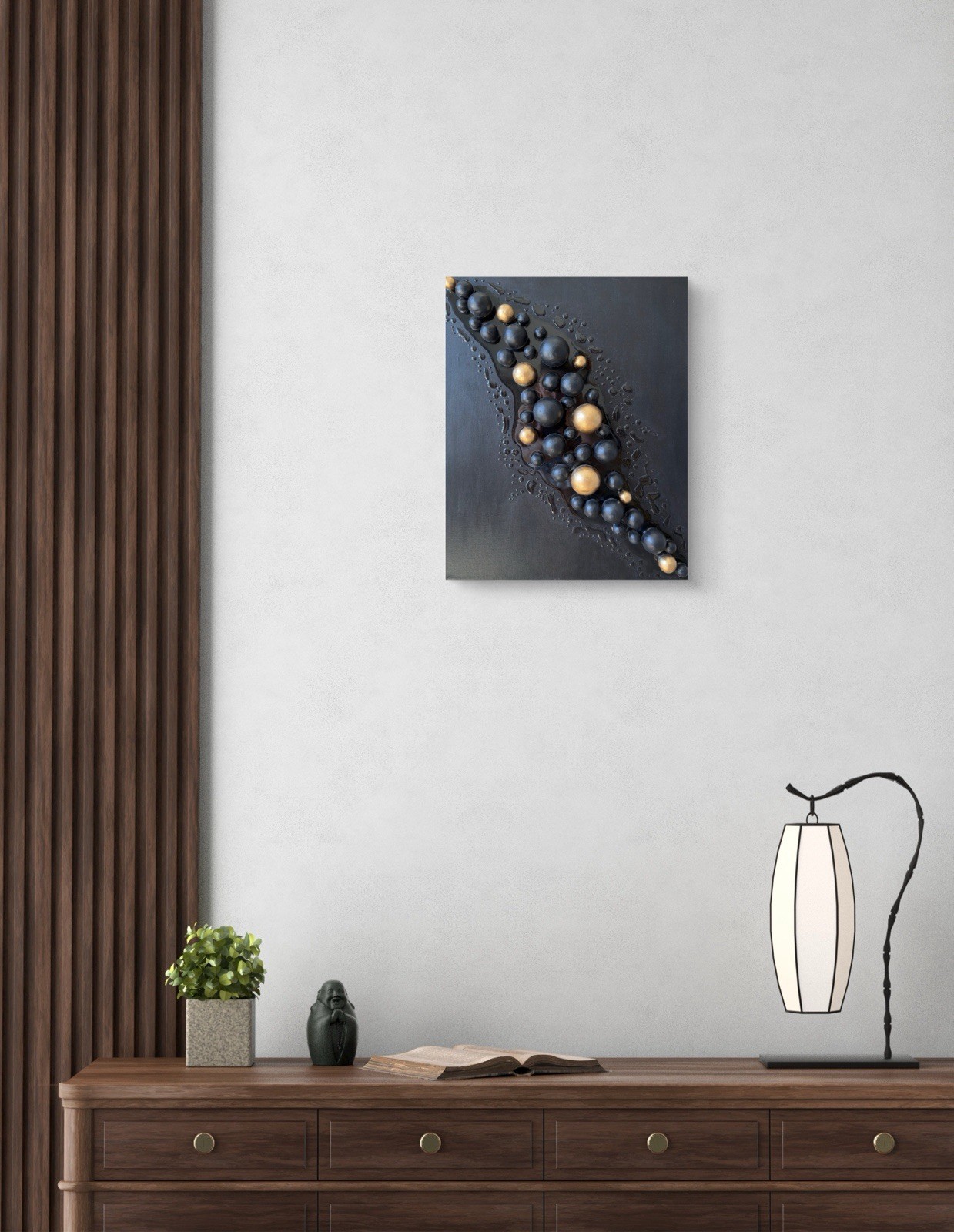 Modern Abstract 3D Spheres Painting, Hand Painted Acrylic on Canvas Art