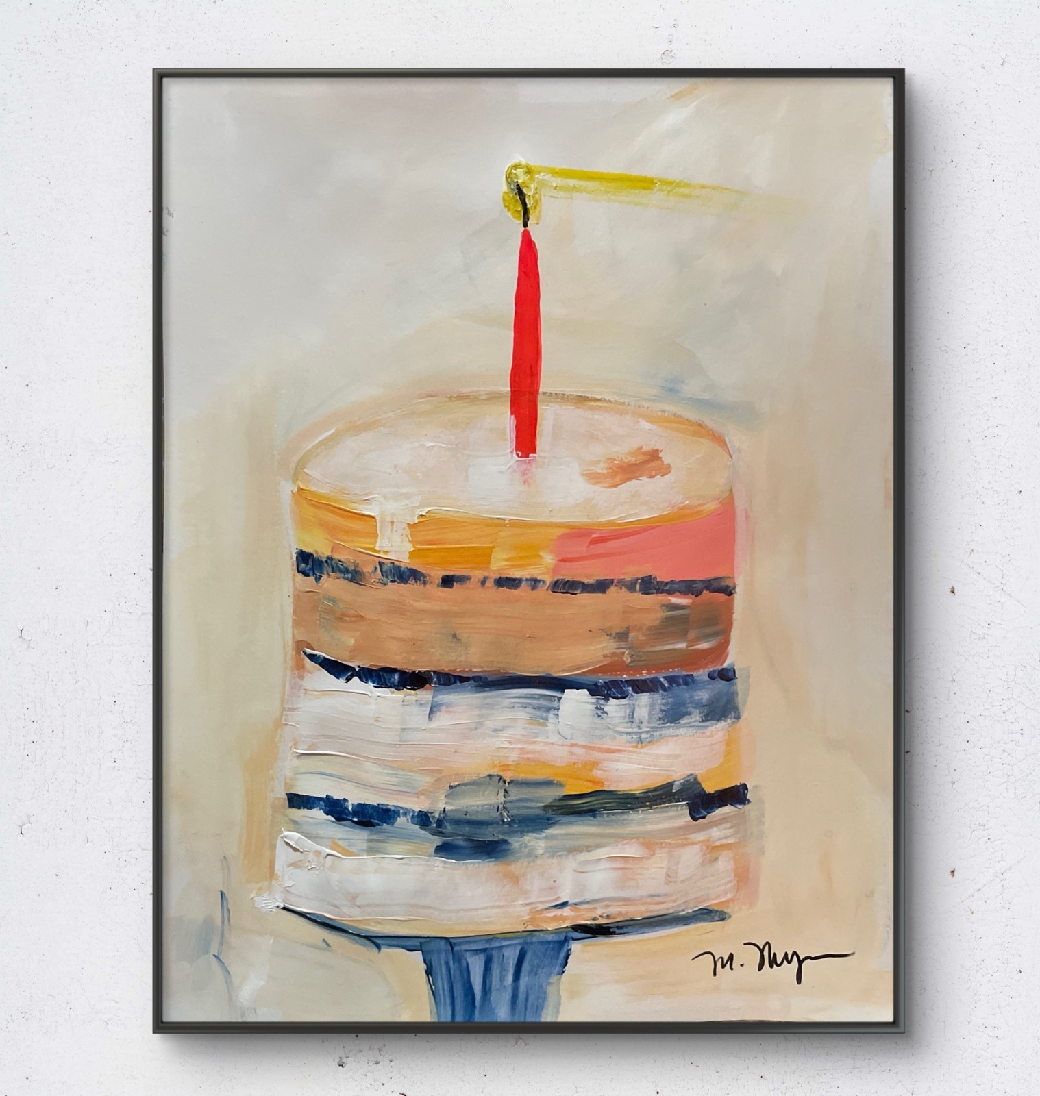 Mary Myers Original – Expressionist Cake 11×14 Mixed Media Paper