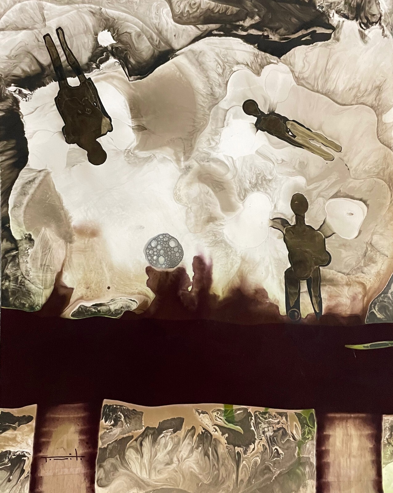 Tonito Original Painting.GAMES they play.Unique Organic Otherworldly art.Figures