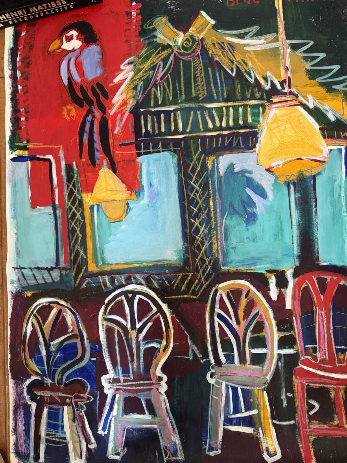 «Interior with Parrot»by Frank Minuto Famous Californian Artist and Art Curator