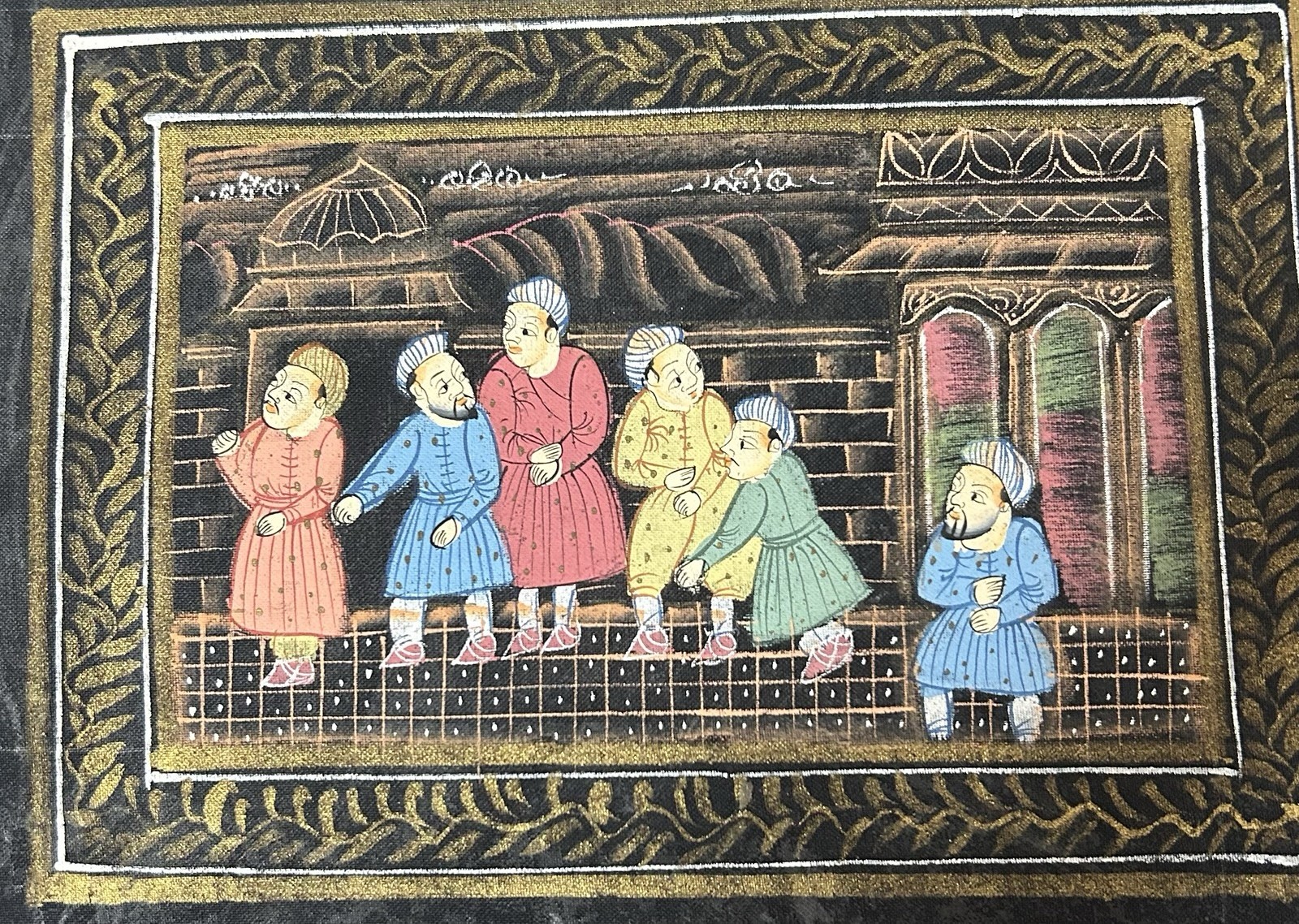 (BL) India Watercolor Hand painting on cloth 6.5 x 8.5 inches