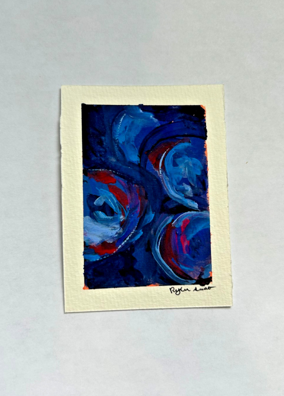 original blueberry gouche painting aceo 2.5 x 3.5