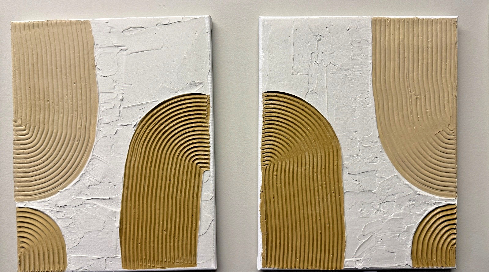Original 3D Textured Art Set of 2 Neutral Wall Art 11×14 Tan White Abstract Boho