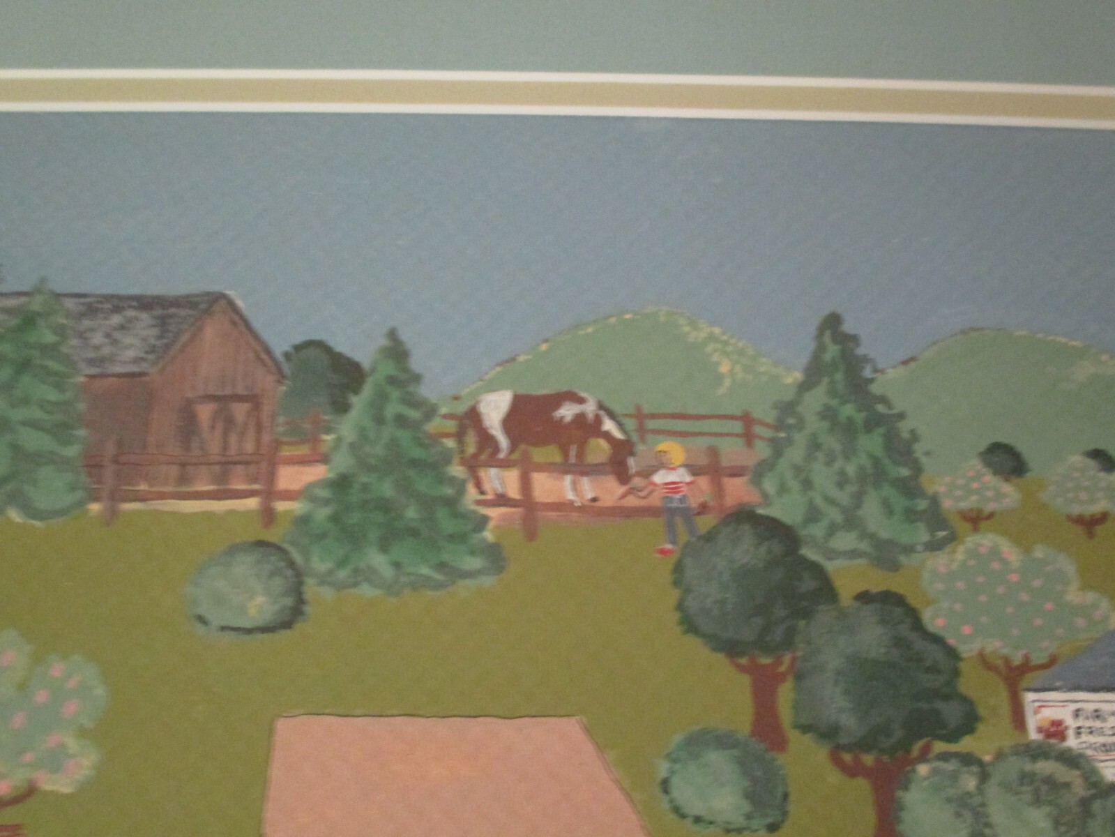 VINTAGE NAIVE PAINTING FOLK ART AMERICAN TOWN VIEW FARM COUNTRY STREET SCENES