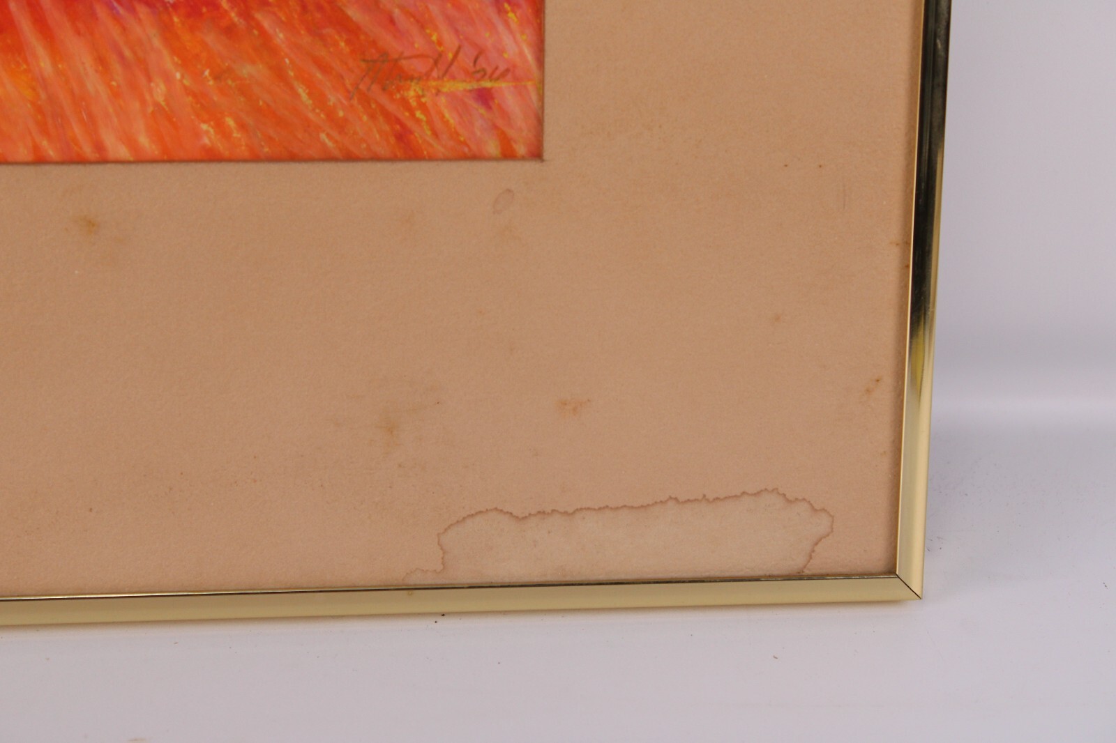 Mid Century Pink Abstract Oil Crayon Painting On Paper Signed Richard Terrell 64