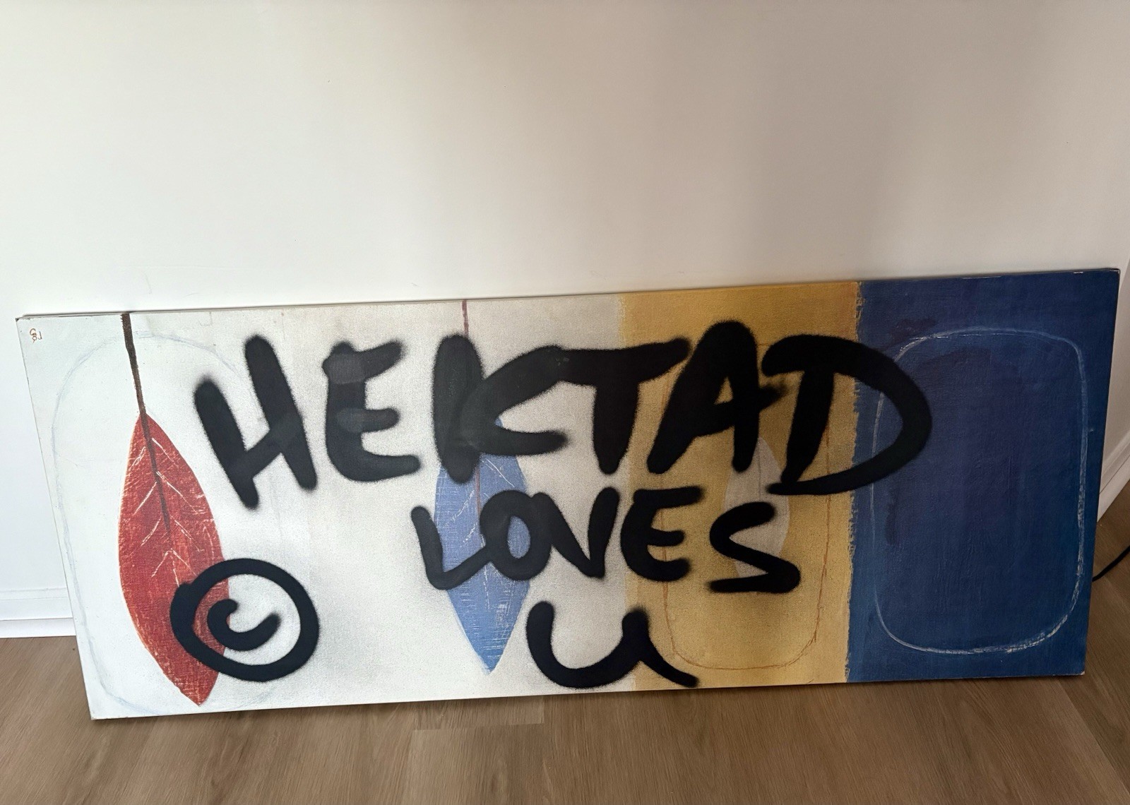 HEKTAD LOVES U Large Abstract Graffiti Canvas Spray Painting, One of One