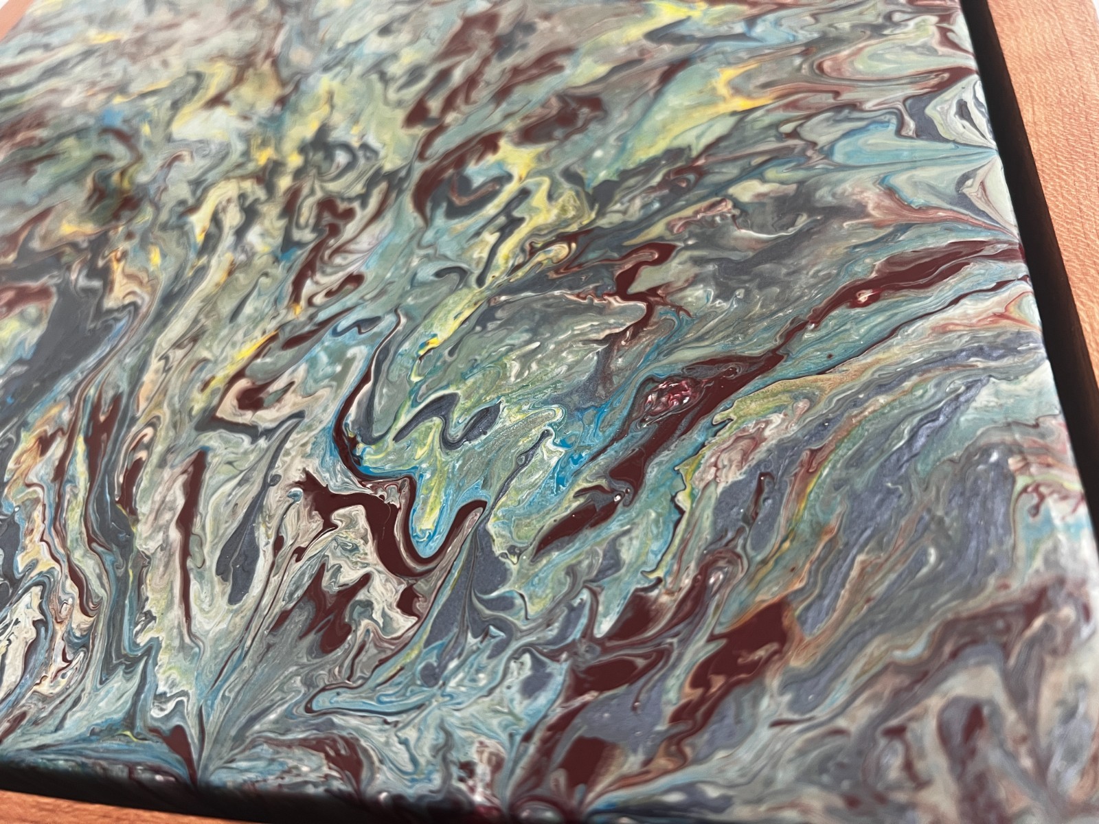 Original Acrylic Pour Painting | Abstract Fluid Art | Signed EK | 13.5″ X 13.5″