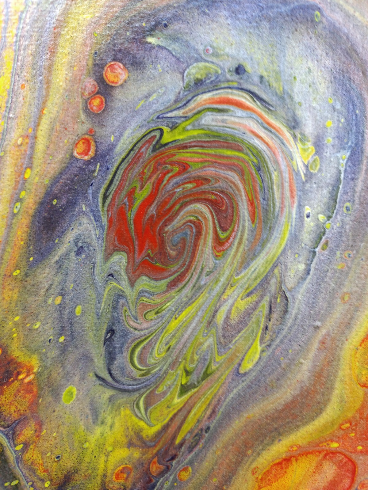 Abstract Red Orange Yellow Fluid Art Acrylic Painting Modern Wall Decor, 16×16