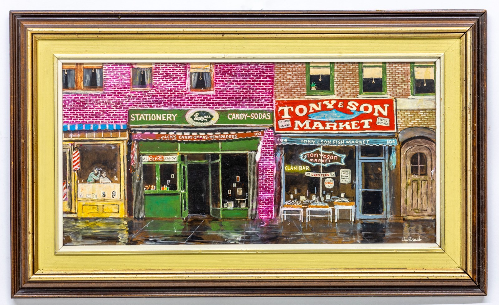 Herbert Weintraub (American, 1934-2019) Tony & Son Market, Oil on Board Painting