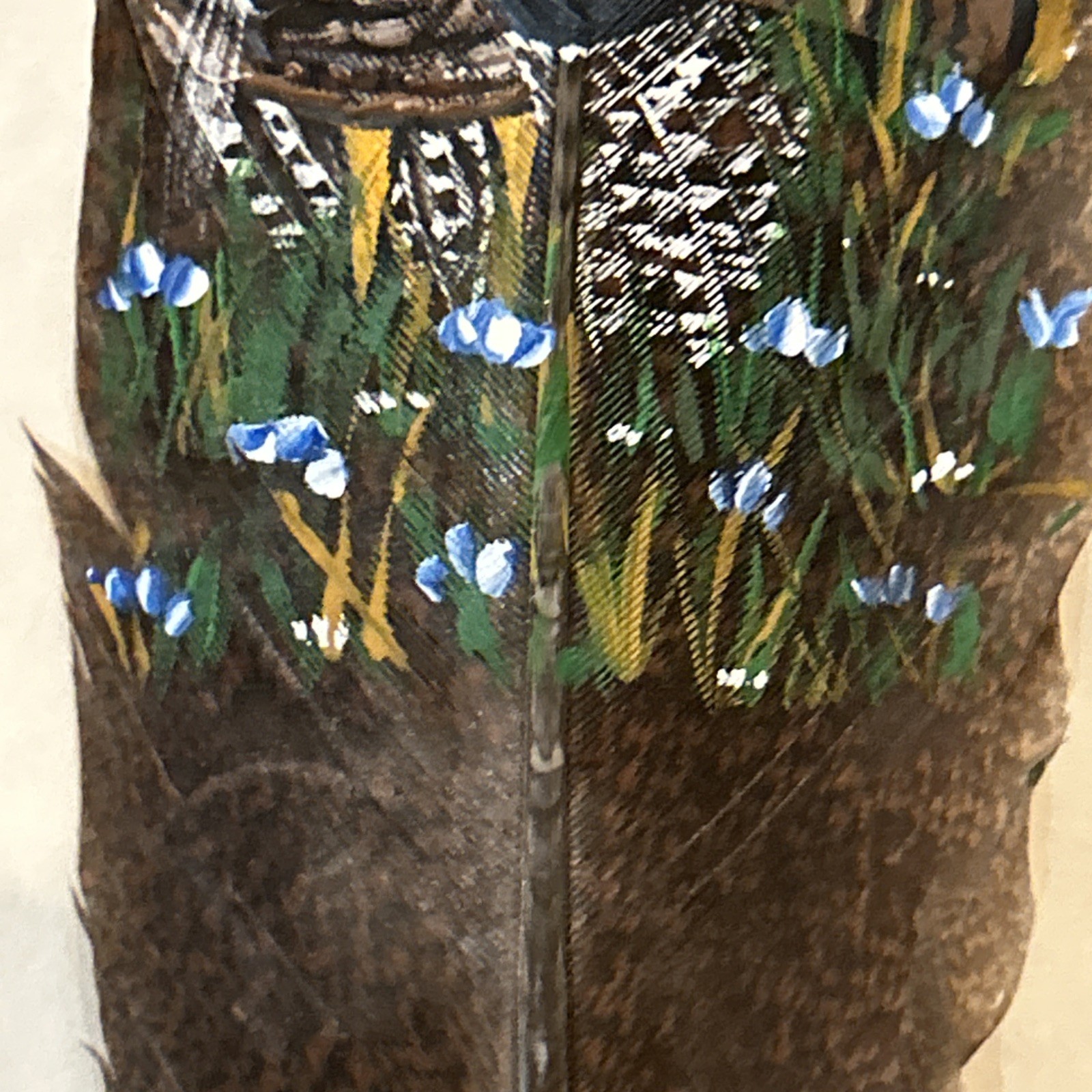 Hand Painted Turkey Feather. Signed Marte Erb. School Auction 6/18/2010. No. 69.