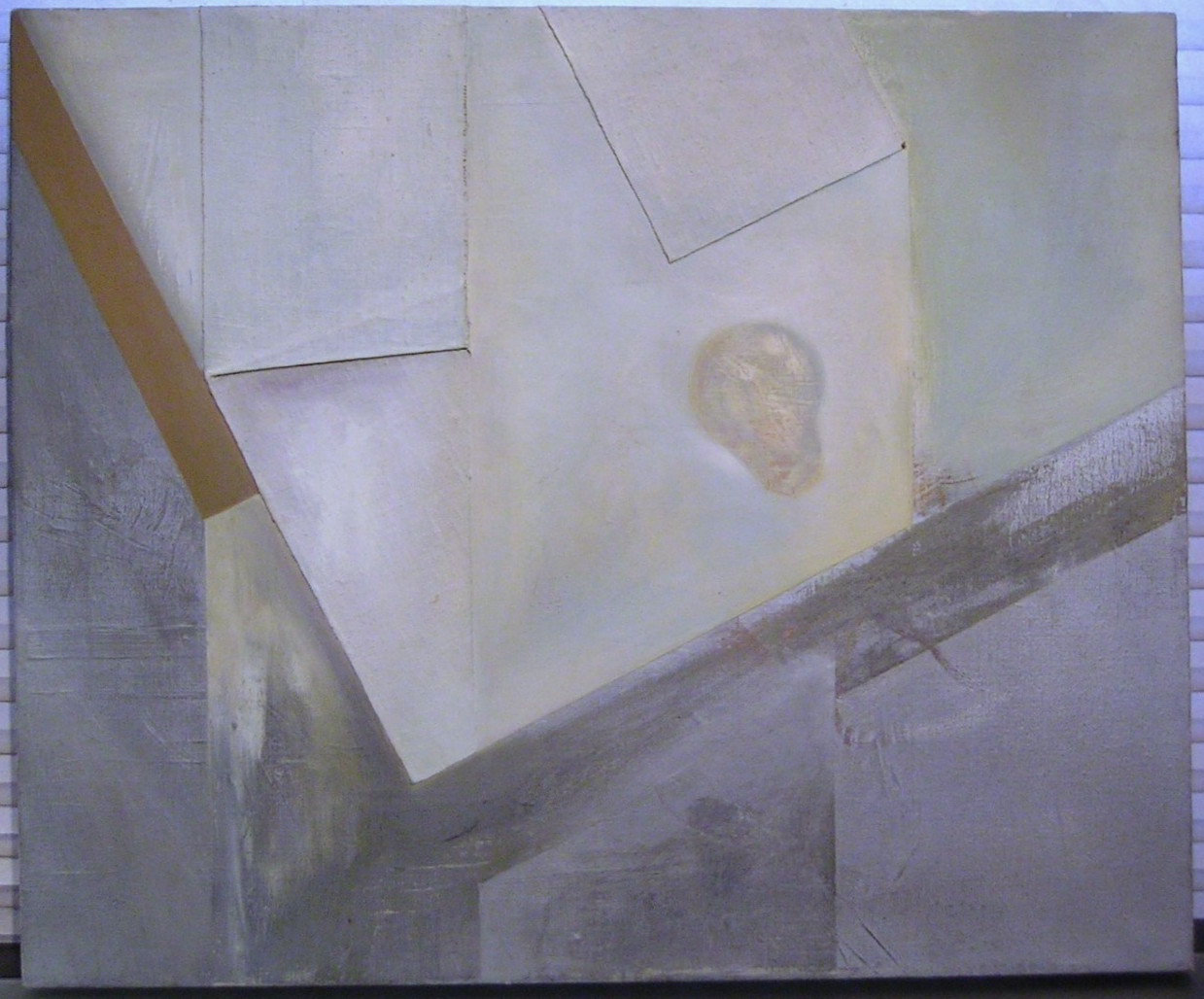 Vintage Abstract Geometric Mixed Media Painting