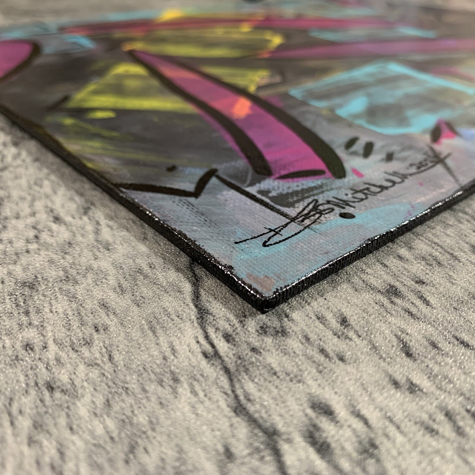 Original 11” X 14” Abstract Graffiti Style Art Acrylic Painting On Canvas Panel