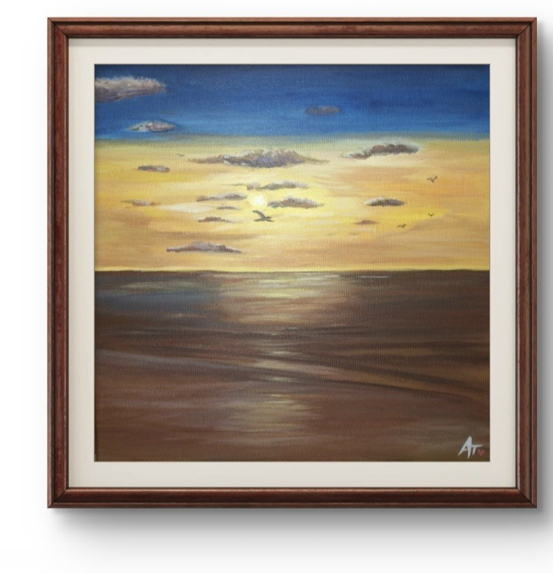 Modern Art Acrylic Sun Set 12×12 Streched Canvas