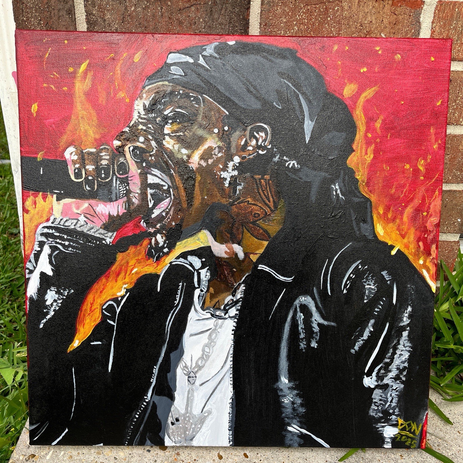 “Pop Out!!!” Playboi Carti Inspired Acrylic Painting – Signed Original 20”x20”