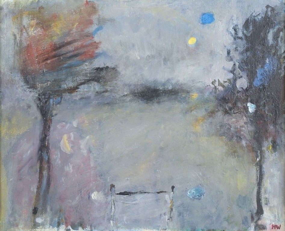 Håkan Wennström, Swedish artist. Oil on canvas. Abstract work. ‘Grinden’. 1985