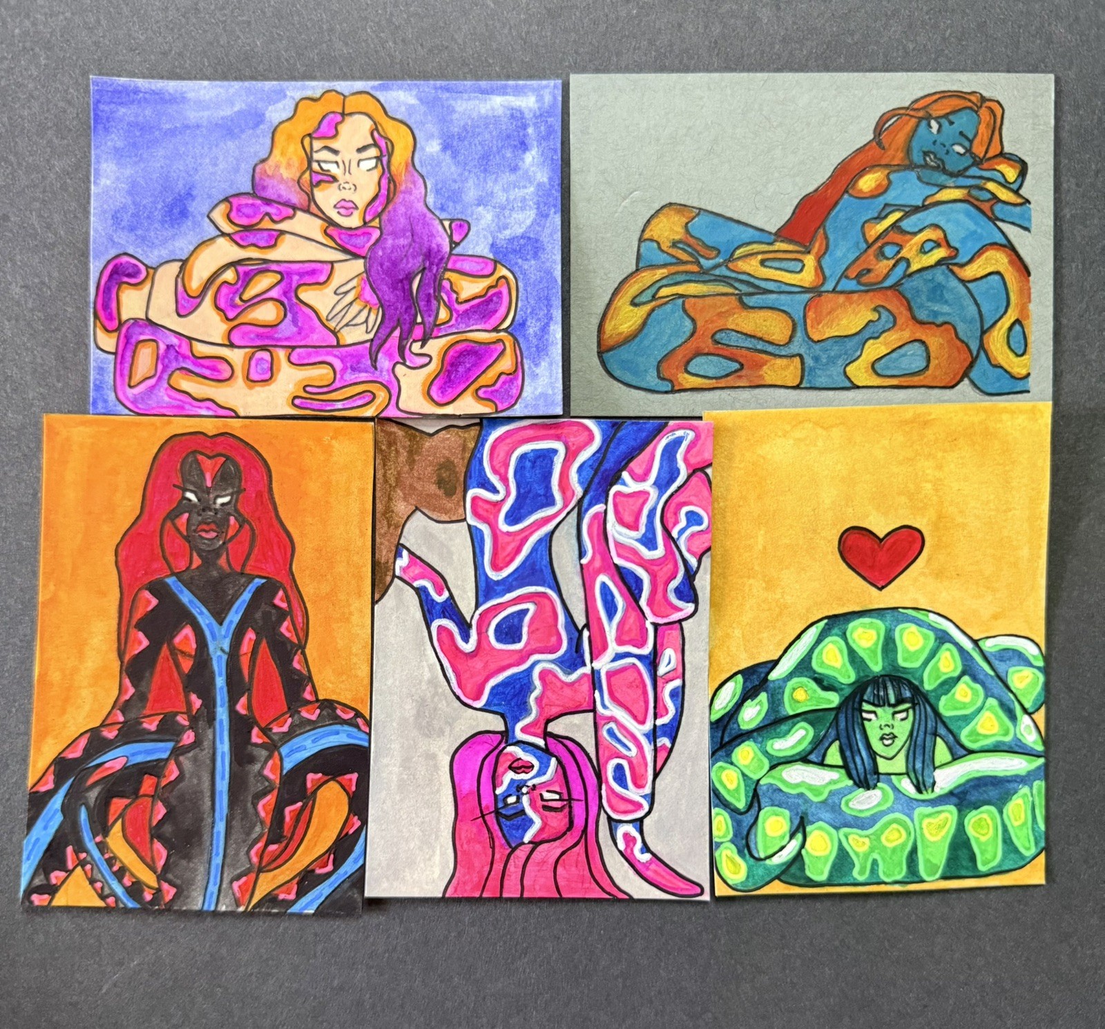 ACEO Original 2.5×3.5 Art Card Signed by Veronica Lee/ LAMIA SERIES/ beks_and_lo