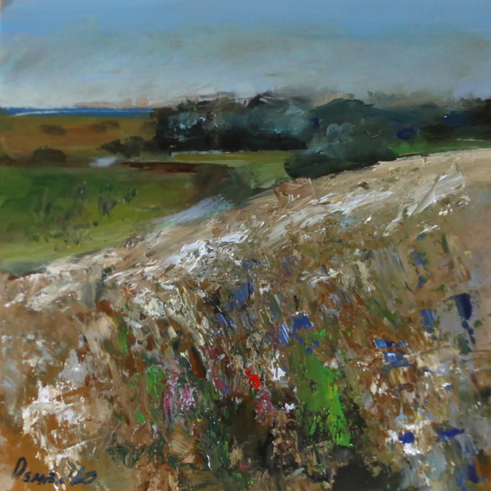 UKRAINE LANDSCAPE Oil painting contemporary 8×8 UKRAINE
