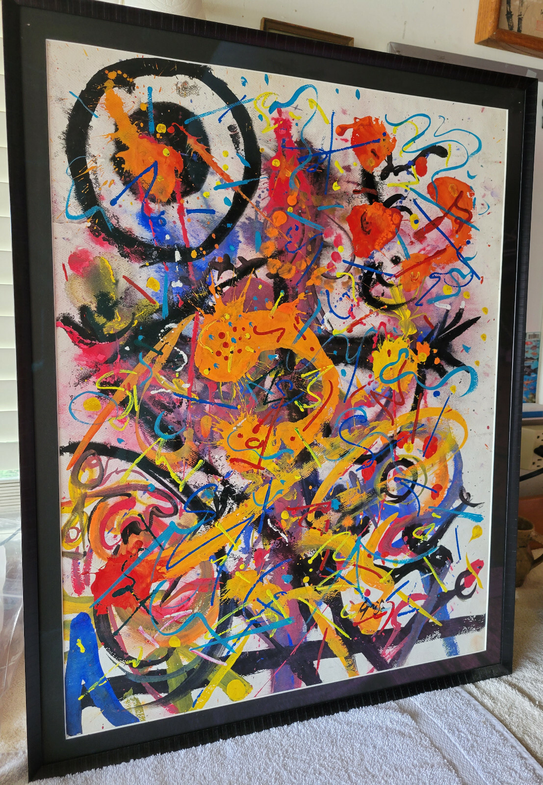 Hendrik Grise Abstact Expressionism Signed 20″ x 26.5″ Framed with Museum Glass