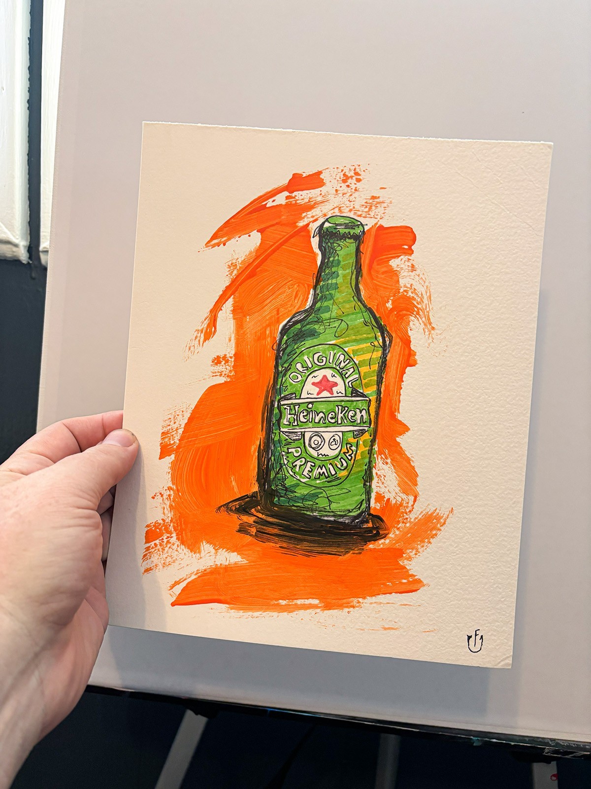 Original Beer bottle Pop Art Painting 8×10 in – Acrylic – Wall Decor – Signed