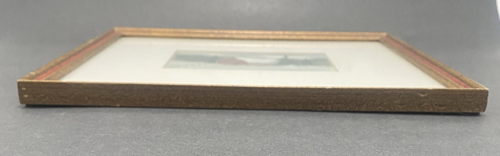 Original Watercolor Framed Matted Winter Red Barn Signed Lorna Griggs