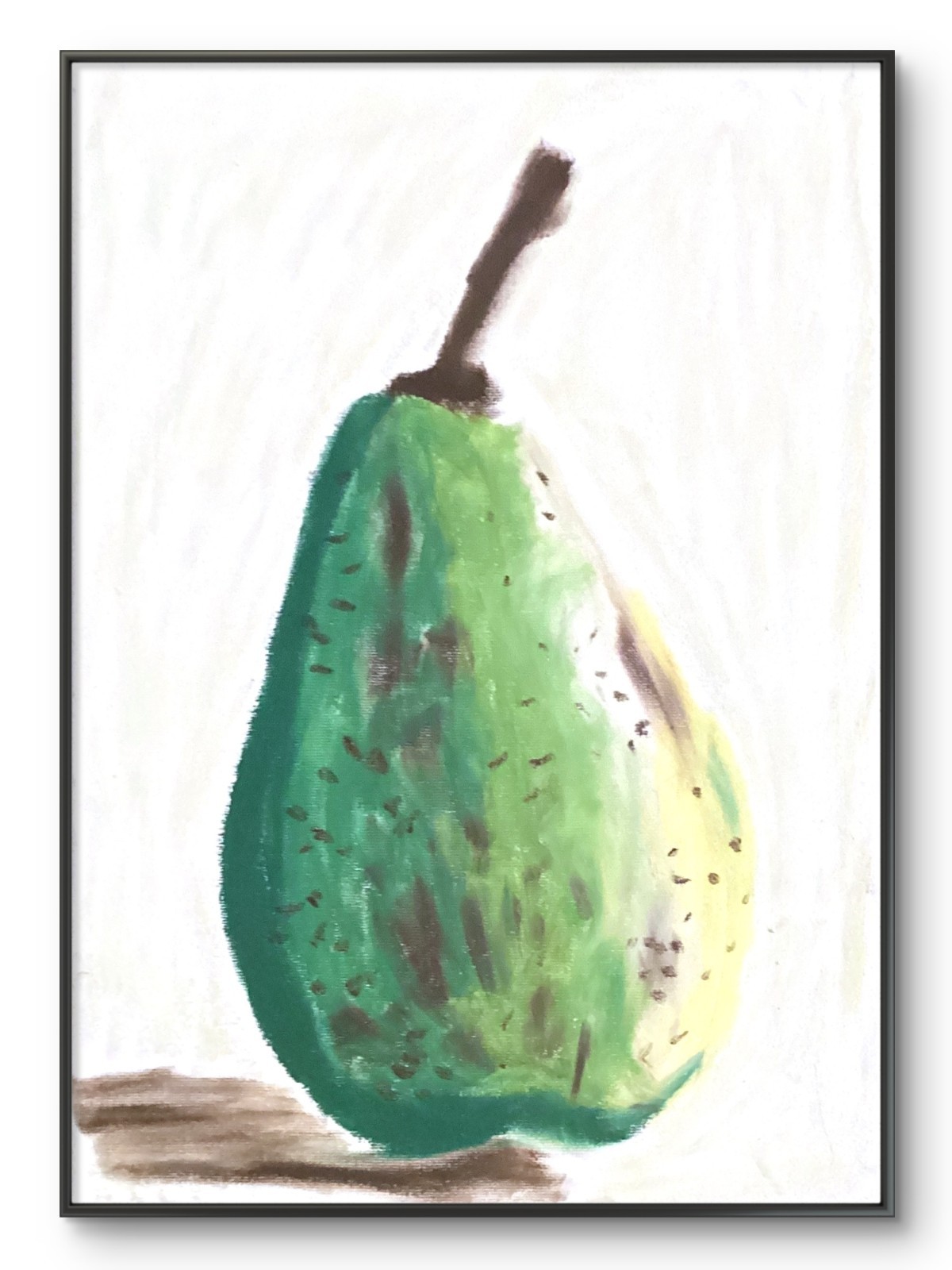 Dirty Old Pear on Paper Yellow Bright Still Life Food Fruit Art Original 11×14