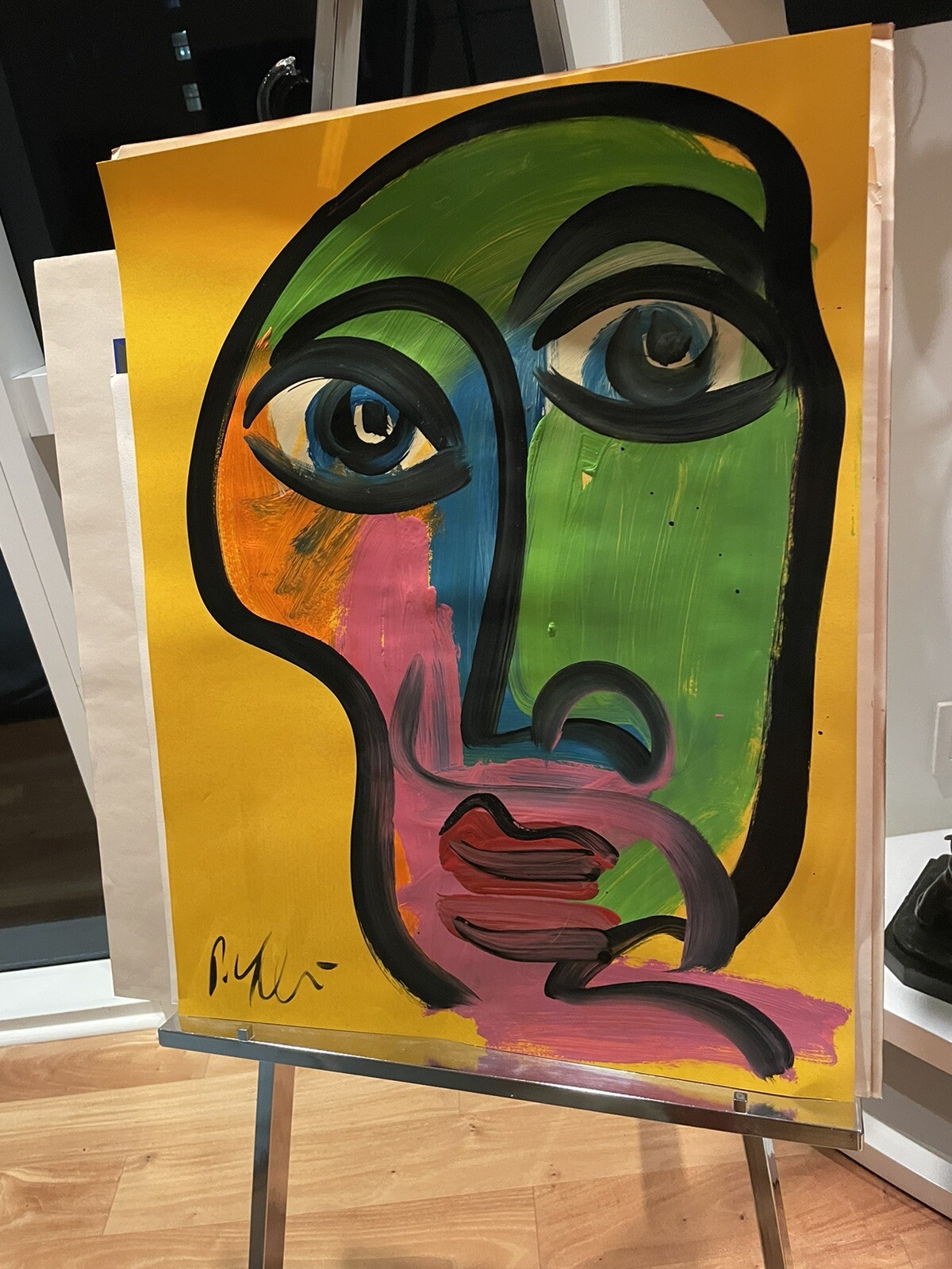Peter Robert Keil Acryl Thick Paper Painting 28@22 Portrait