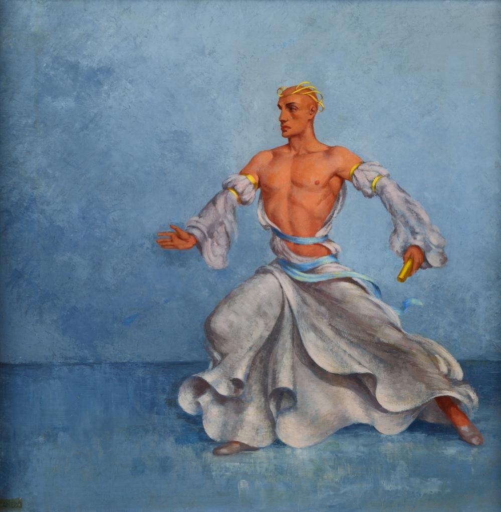 Alexander Cañedo, Dancing Man, Surrealistic O/C Painting, ca. 1950’s