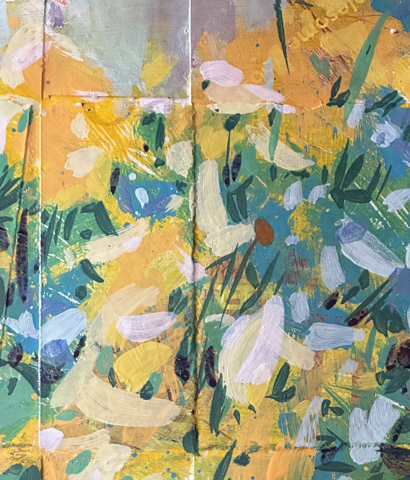 Lerew OOAK contemporary original signed pansy box 1 flowers floral painting COA