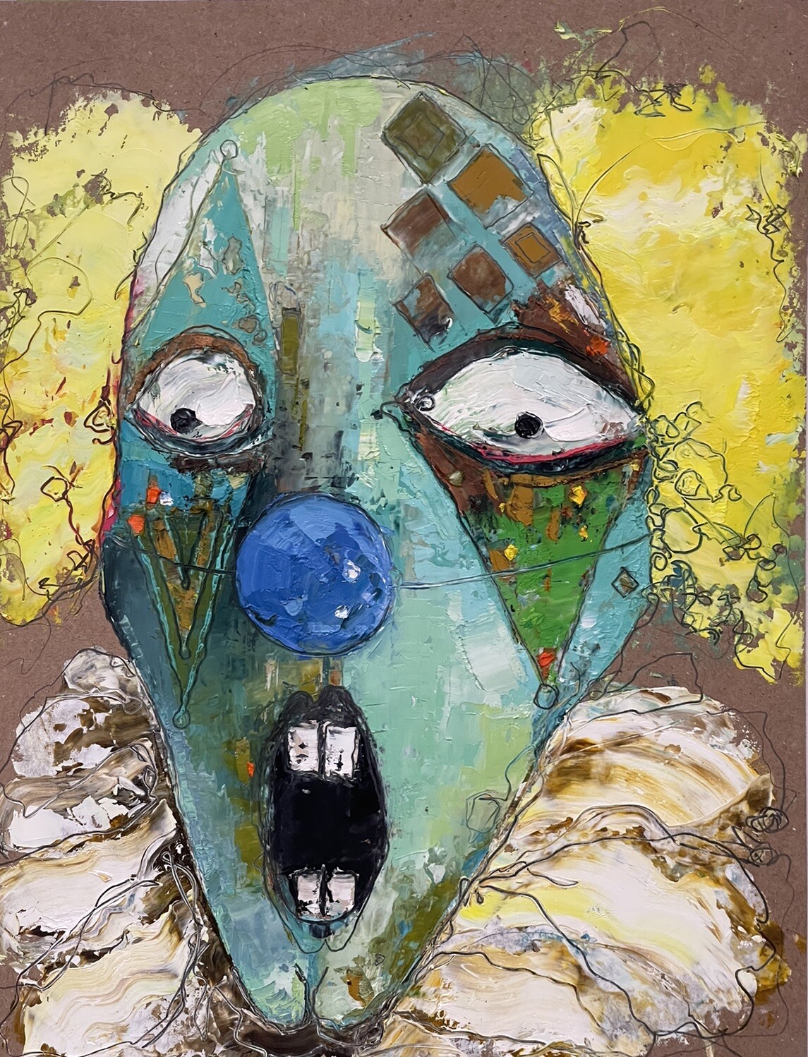 Original abstract painting oil on artist paper 8.5×11 in by Ana Kimachenko